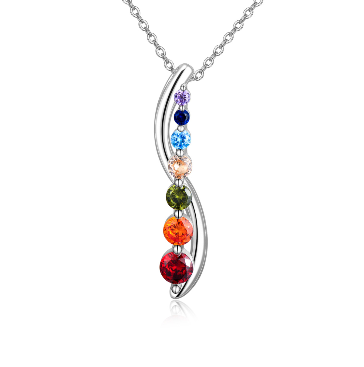 Collana con ciondolo Chakras in argento sterling con zirconia cubica-1