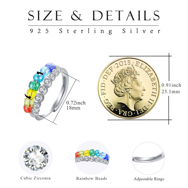 Sterling Silber kubischer Zirkon Chakren Ring-6