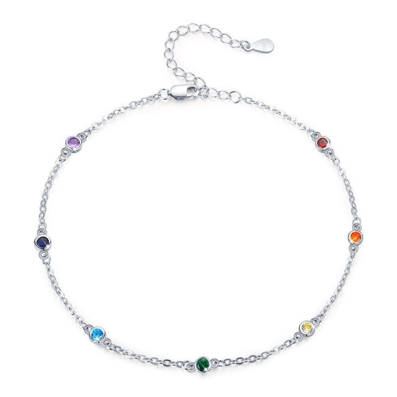 Pulsera con colgante de yoga y chakras de plata de ley con circonita cúbica-1