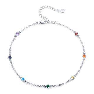 Sterling Silver Cubic Zirconia Chakras & Yoga Pendant Bracelet-1