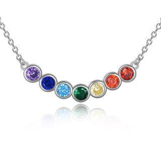 Sterling Silver Cubic Zirconia Chakras & Yoga Pendant Necklace-49