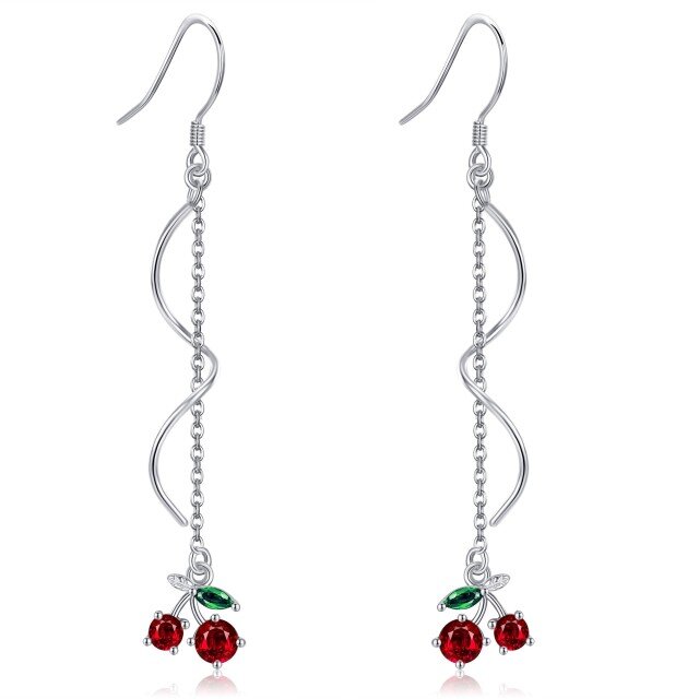 Boucles d'oreilles pendantes en argent sterling avec zircon cubique et fleurs de cerisier-1