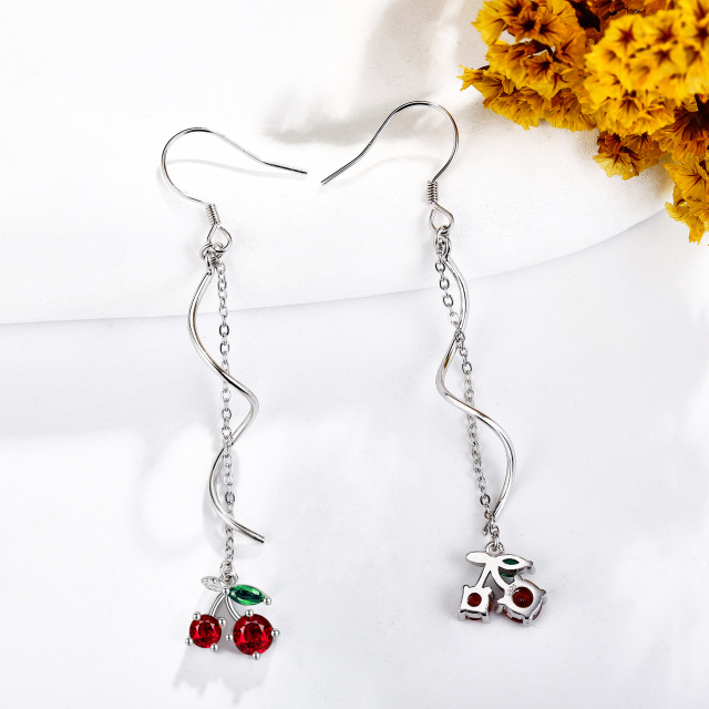 Boucles d'oreilles pendantes en argent sterling avec zircon cubique et fleurs de cerisier-4