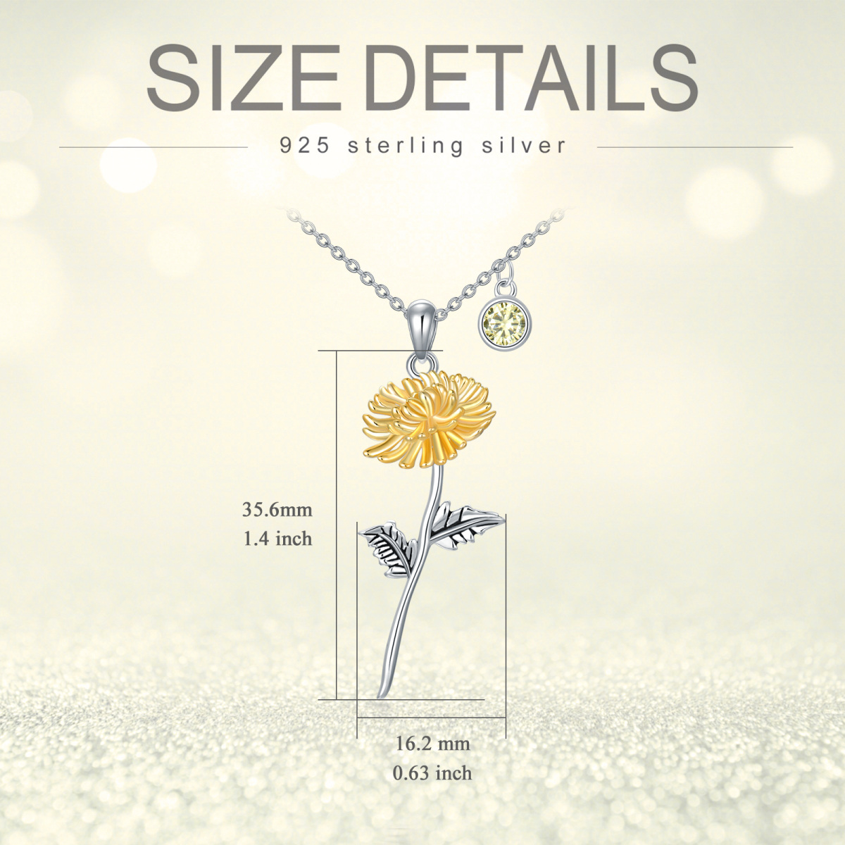 Sterling Silver Cubic Zirconia Chrysanthemum Pendant Necklace-2