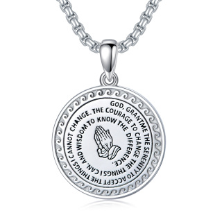 Sterling Silver Circle Coin Pendant Necklace-32