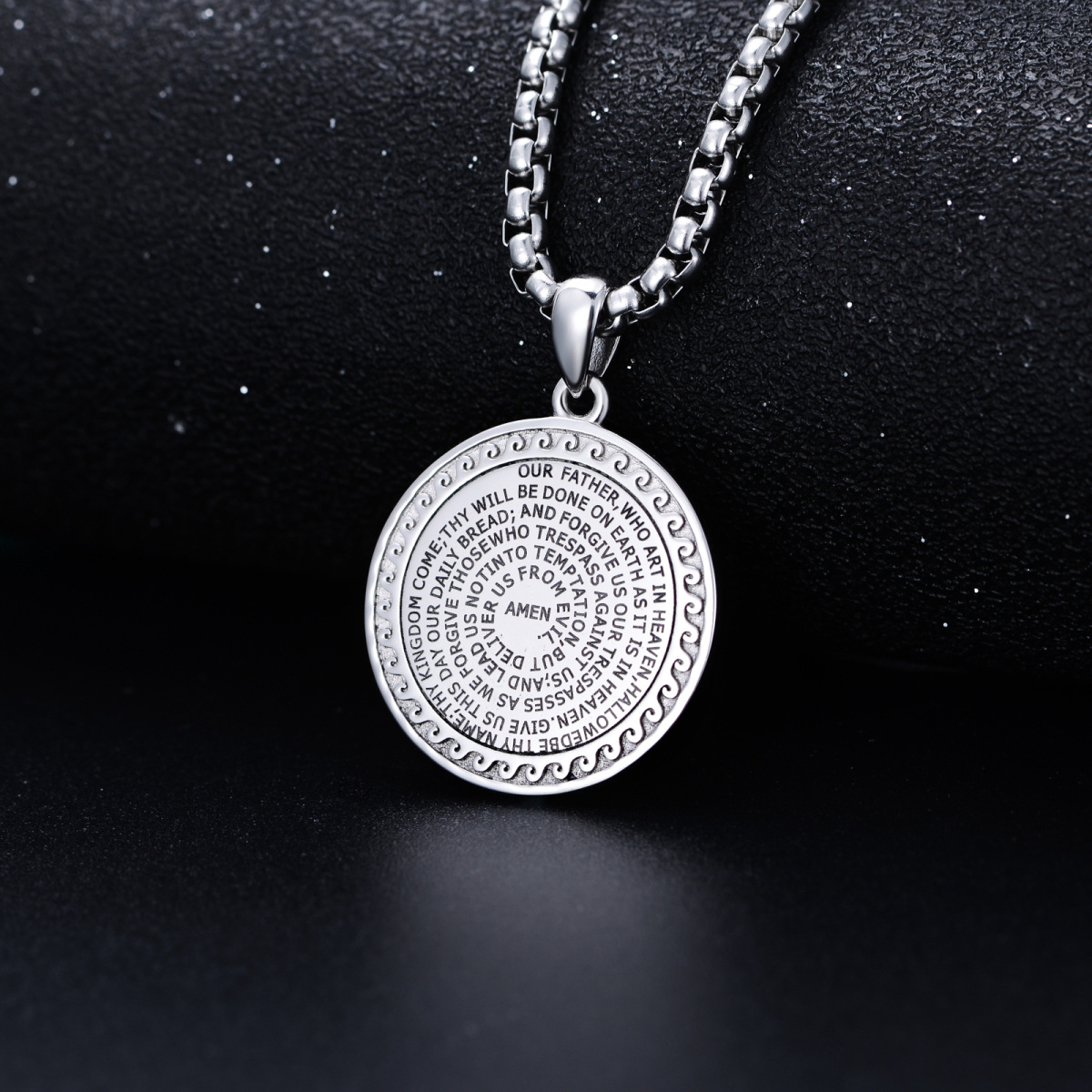 Sterling Silver Circle Coin Pendant Necklace-4