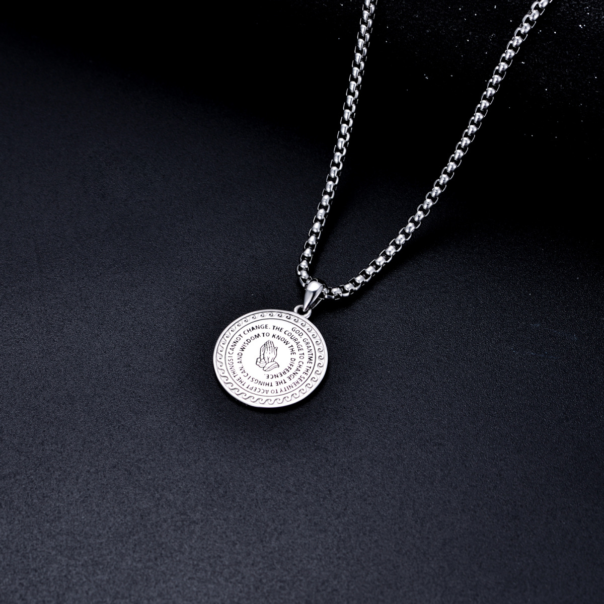 Sterling Silver Circle Coin Pendant Necklace-5