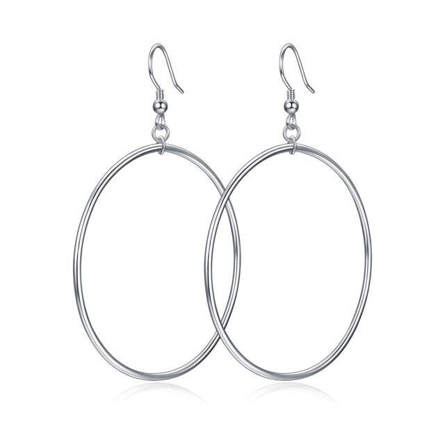 Sterling Silver Circle Hoop Drop Earrings for Women-1