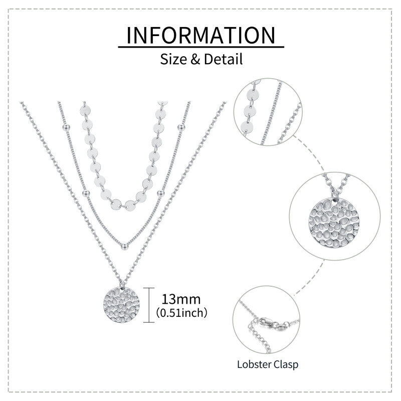 Collar en capas de círculos de plata de ley-6