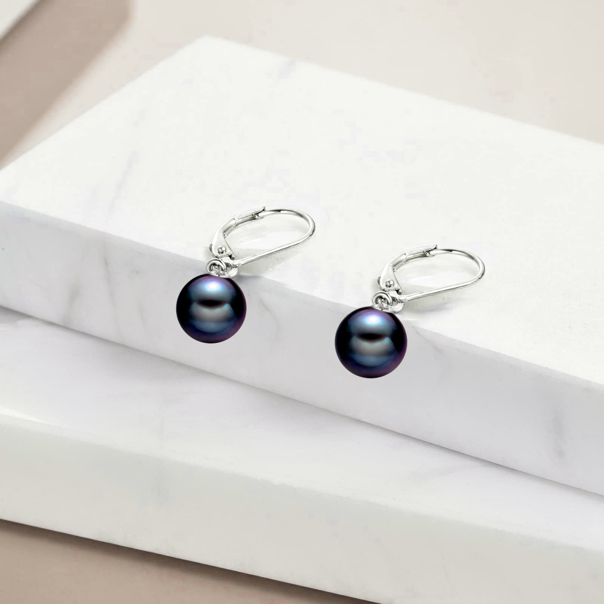 Sterling Silver Circle Pearl Drop Earrings for Women Kids-4