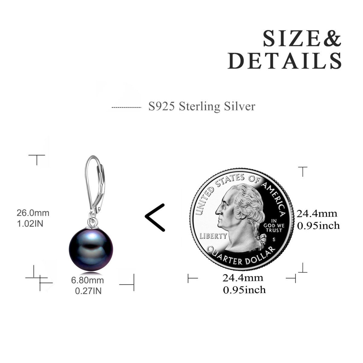 Sterling Silver Circle Pearl Drop Earrings for Women Kids-5