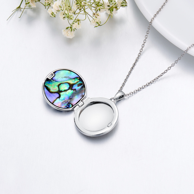 Sterling Silver Circular Shaped Abalone Shellfish Cardinal & Tree Of Life Urn Necklace for Ashes with Engraved Word-5