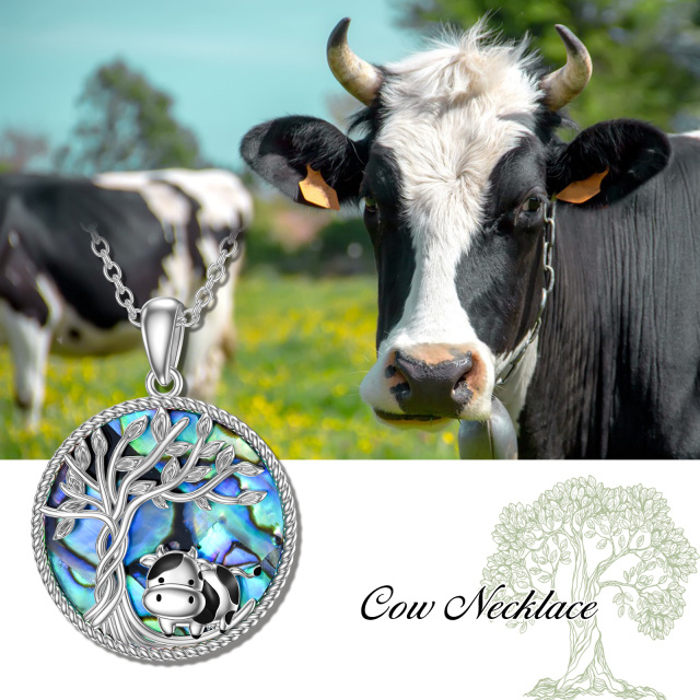 Collana con ciondolo in argento sterling a forma di cerchio con conchiglia Abalone e alber-6