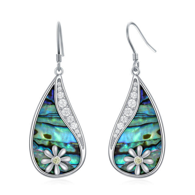 Boucles d'oreilles en argent sterling de forme circulaire en forme d'abalone et de marguer-1