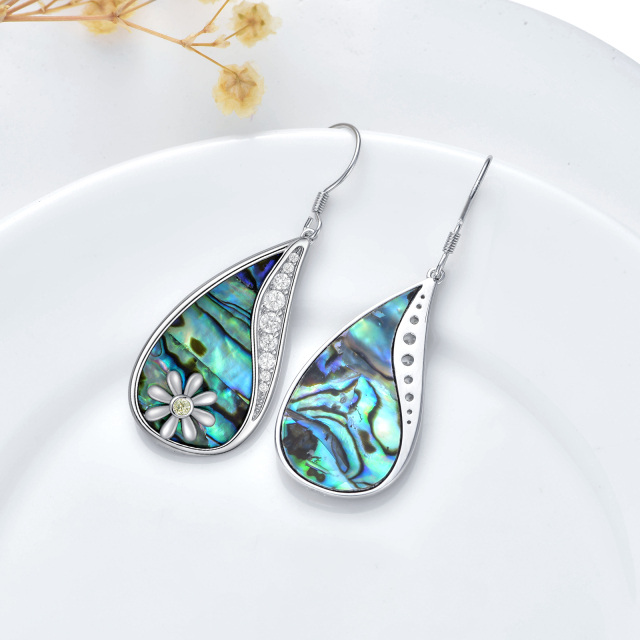 Boucles d'oreilles en argent sterling de forme circulaire en forme d'abalone et de marguer-4