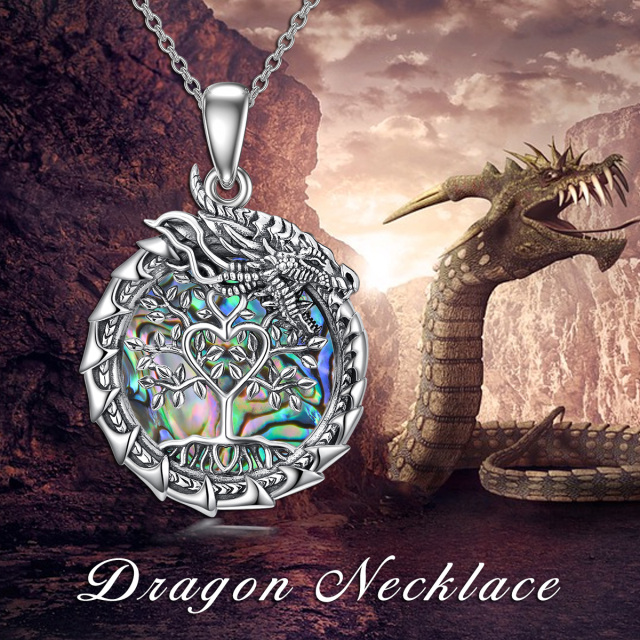 Collier en argent sterling avec pendentif dragon et arbre de vie en forme de coquillage ab-3