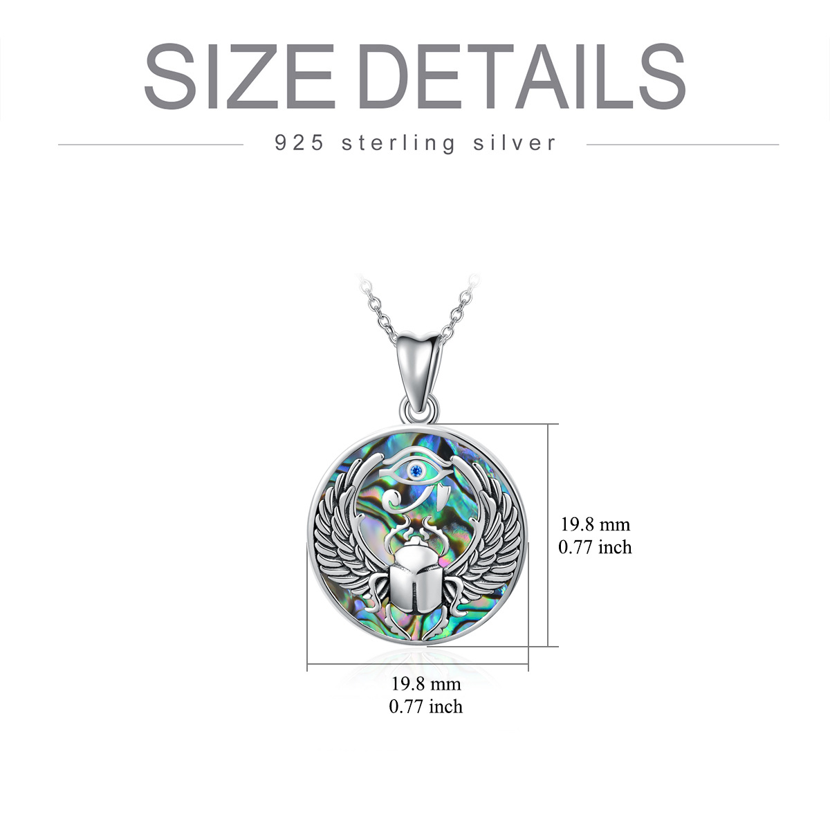 Sterling Silber kreisförmig Abalone Muscheln Auge des Horus Anhänger Halskette-3