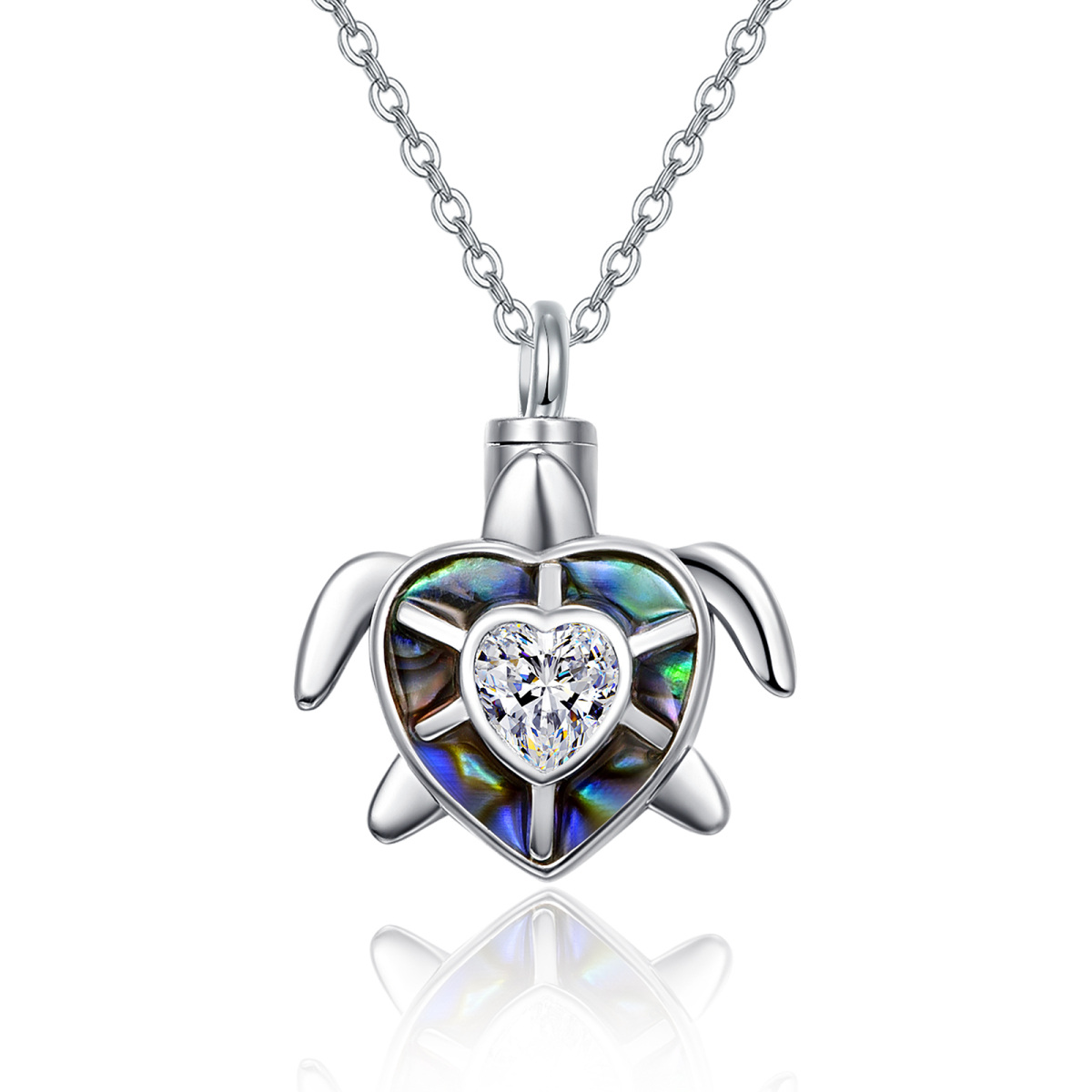 Sterling zilveren ronde vorm Abalone schelpdieren zee schildpad Urn ketting voor as-1