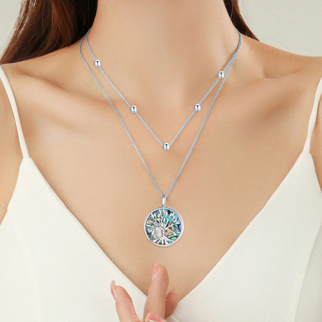 Collana a strati in argento sterling a forma di cerchio con conchiglia Abalone-2