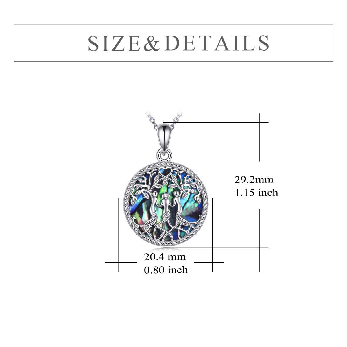 Collier en argent sterling avec pendentif Abalone Tree Of Life & Sisters (arbre de vie et-5