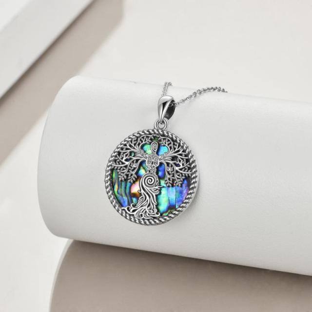 Collier en argent sterling pour cendres, forme circulaire, coquillage abalone, arbre de vi-3