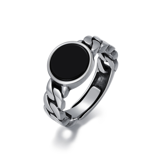 Bague ouverte en argent sterling avec agate ronde de forme circulaire