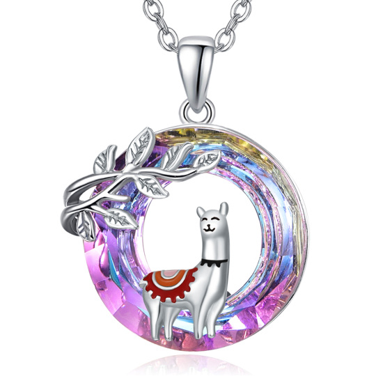 Collier pendentif en cristal d'alpaga de forme circulaire en argent sterling