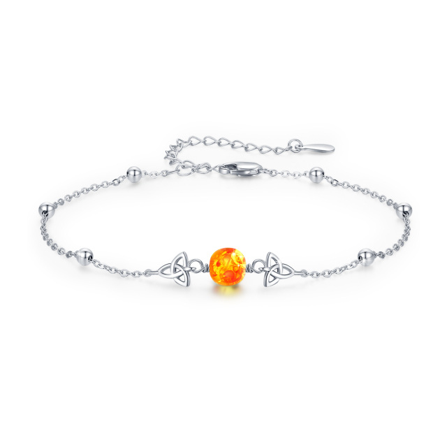 Sterling zilveren cirkelvormige amber keltische knoop hanger armband-1