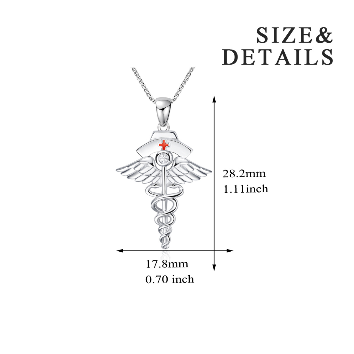 Collier en argent sterling avec pendentif ange et stéthoscope en zirconium cubique de form-5