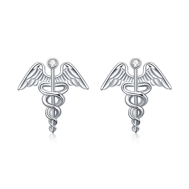 Boucles d'oreilles ange en argent sterling avec zircon cubique-1