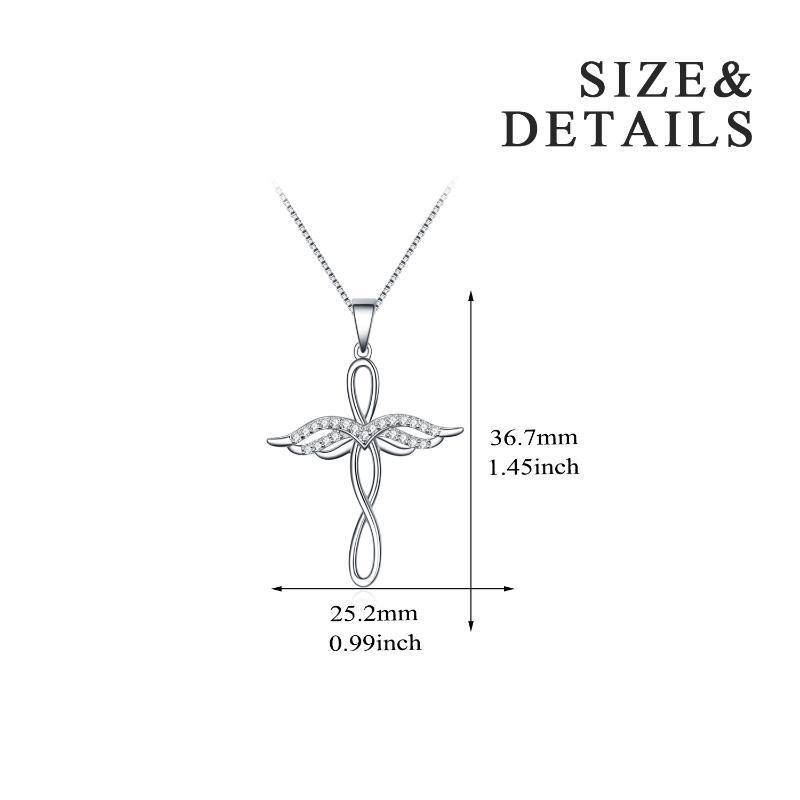 Sterling Silver Angel Wing Cross & Infinity Symbol Necklace For Women-6