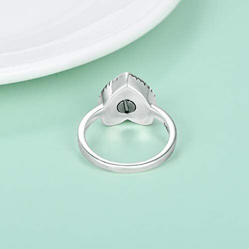 Sterling Silber kreisförmig Cubic Zirkonia Engelsflügel & Herz Urne Ring mit eingraviertem-4