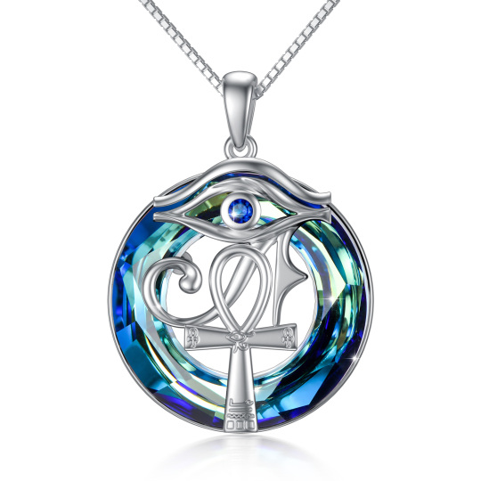 Sterling zilveren cirkelvormige ankh & oog van Horus kristal hanger ketting