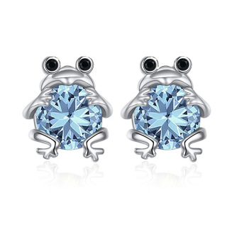 Sterling Silver Cubic Zirconia Frog Stud Earrings-57