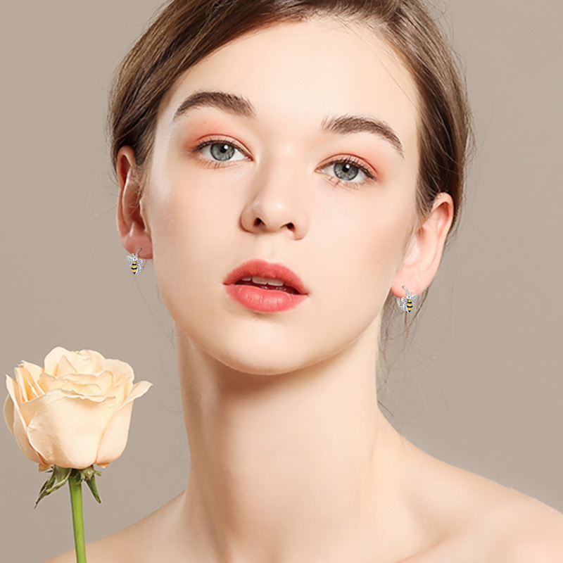 Brincos de prata esterlina com zircónias cúbicas em forma de círculo e com fecho de alavan-3