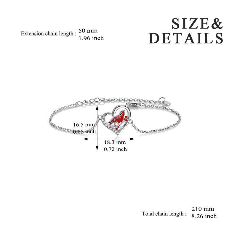 Sterling Silver Circular Shaped Cubic Zirconia Bird & Heart Single Layer Anklet-5