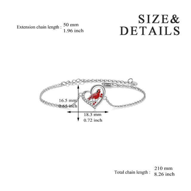 Bracelet de cheville en argent sterling avec zircon cubique en forme d'oiseau et de coeur-5