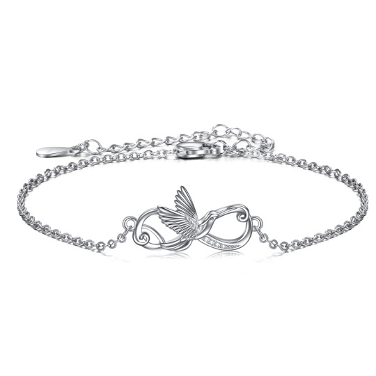 Bracelet en argent sterling avec pendentif oiseau en zircone cubique de forme circulaire