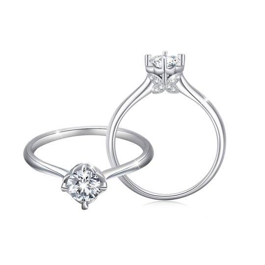 Bague de fiançailles pour couple en argent sterling avec zircone cubique de forme circulaire