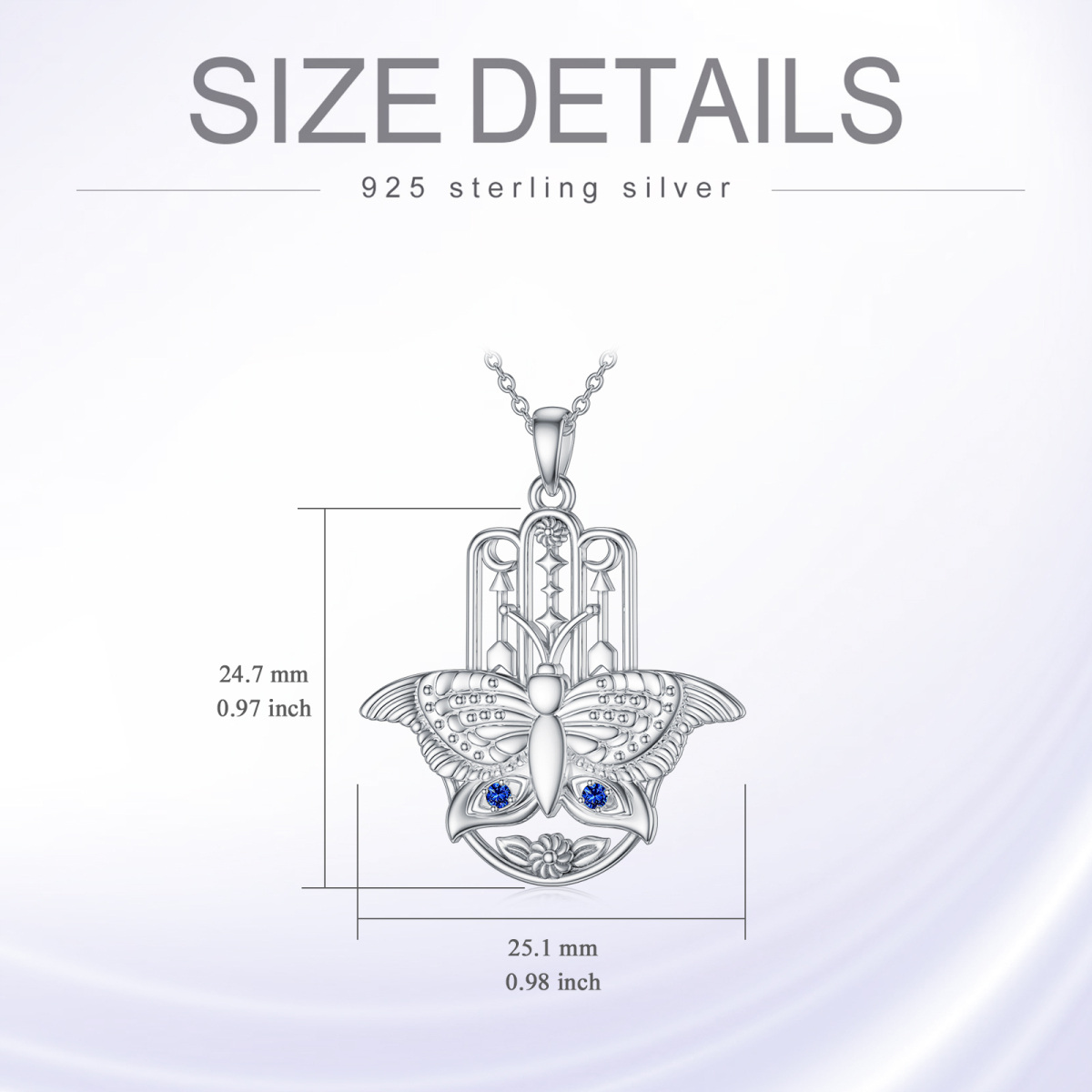 Collier en argent sterling avec pendentif papillon et main Hamsa en zircone cubique de for-6