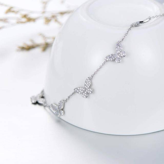 Collier ras du cou en argent sterling avec zircon cubique et papillon en métal-3