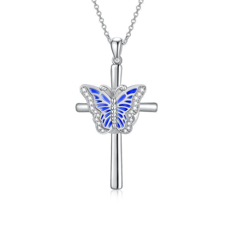 Collier en argent sterling avec pendentif photo personnalisé en forme de papillon en zirco-1