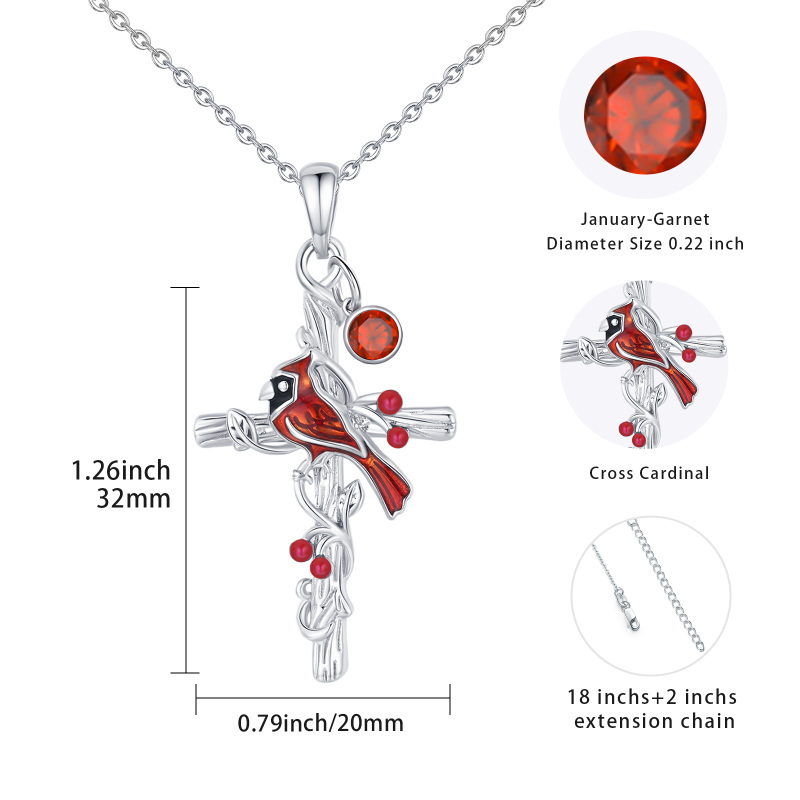 Sterling Silver Circular Cubic Zirconia Cardinal & Cross Pendant Necklace for Women-4