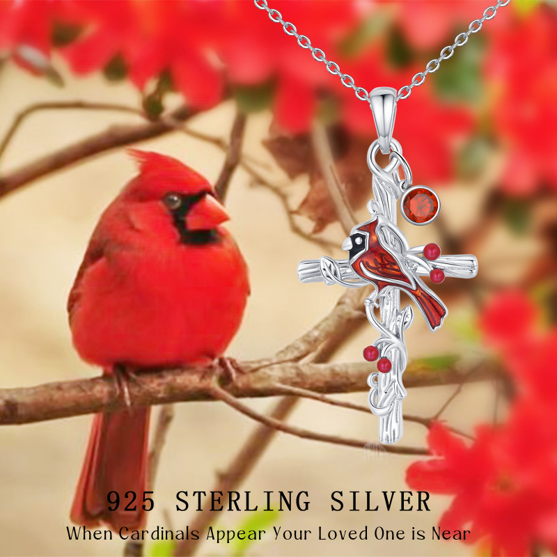 Sterling Silver Circular Cubic Zirconia Cardinal & Cross Pendant Necklace for Women-5