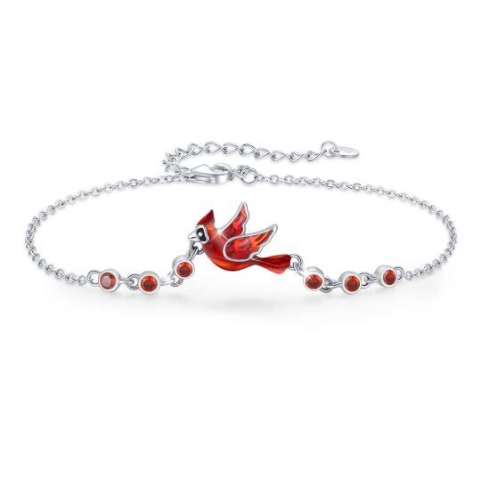 Sterling Silver Circular Shaped Cubic Zirconia Cardinal Pendant Bracelet