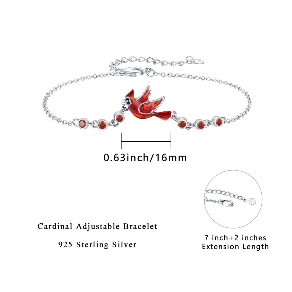 Sterling Silver Circular Shaped Cubic Zirconia Cardinal Pendant Bracelet-5