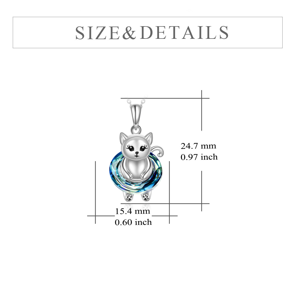 Collier en argent sterling avec pendentif chat de forme circulaire-5