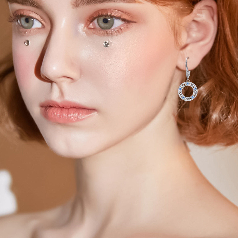 Sterling zilveren cirkelvormige keltische knoop oorbellen met hendel-2