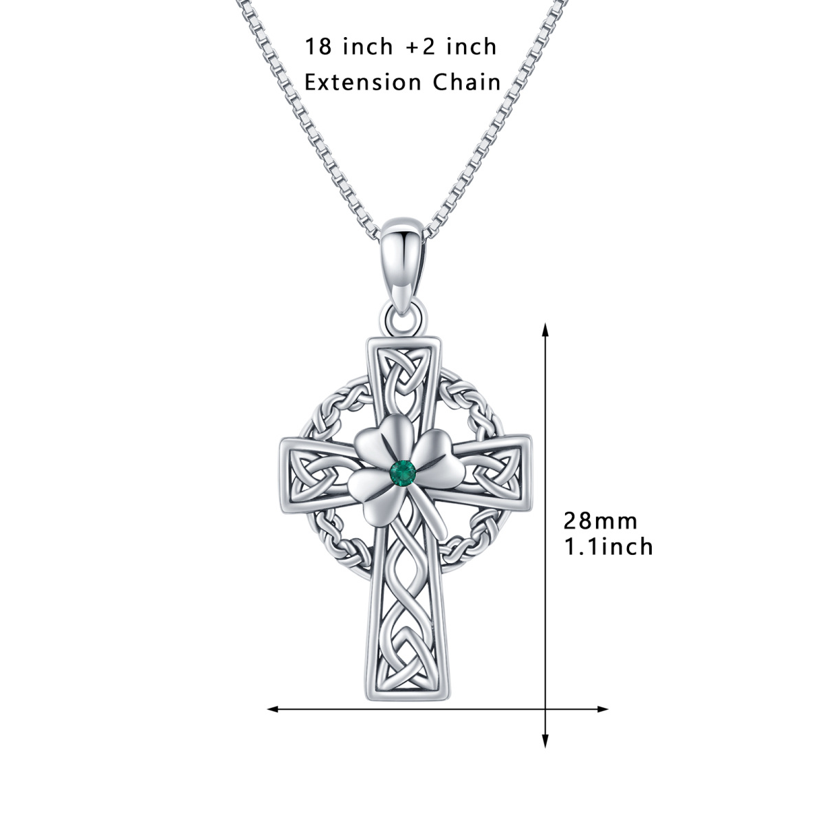 Collana con pendente a forma di croce con nodo celtico e zirconi cubici a forma circolare in argento sterling-5