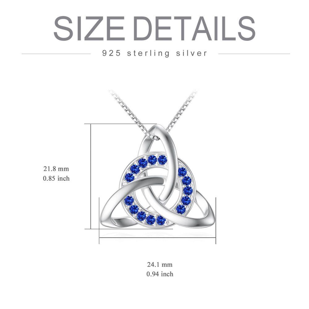 Sterling Silver Circular Shaped Celtic Knot Crystal Pendant Necklace-5